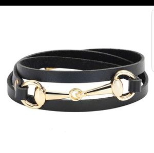 Stylish Black Leather Bracelet with Charm